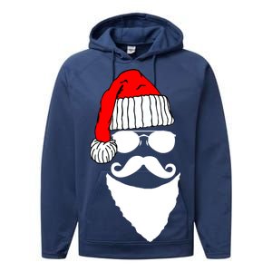 Santa Clause Mustache Face Performance Fleece Hoodie