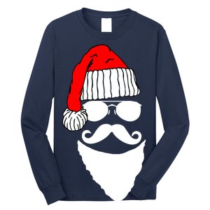 Santa Clause Mustache Face Long Sleeve Shirt