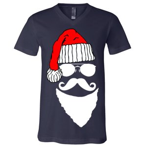 Santa Clause Mustache Face V-Neck T-Shirt