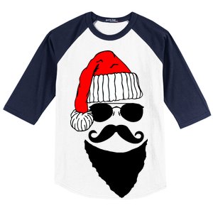 Santa Clause Mustache Face Baseball Sleeve Shirt