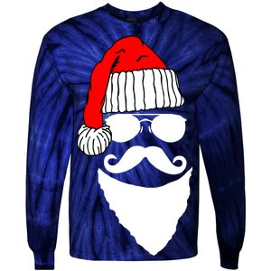 Santa Clause Mustache Face Tie-Dye Long Sleeve Shirt