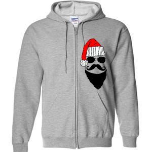 Santa Clause Mustache Face Full Zip Hoodie