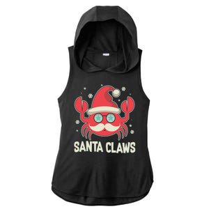 Santa Claw Crab Funny Christmas Ladies PosiCharge Tri-Blend Wicking Draft Hoodie Tank