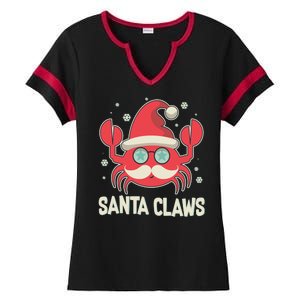 Santa Claw Crab Funny Christmas Ladies Halftime Notch Neck Tee