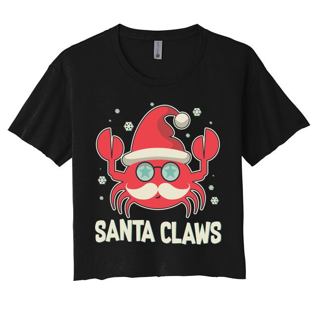 Santa Claw Crab Funny Christmas Crop Top