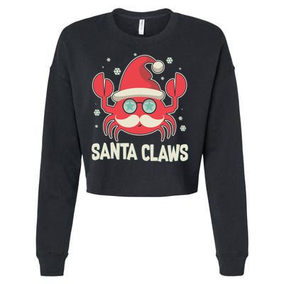 Santa Claw Crab Funny Christmas Cropped Pullover Crew