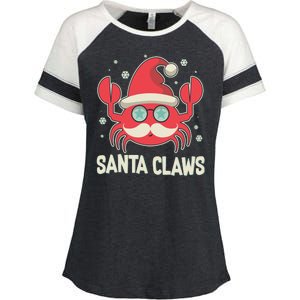 Santa Claw Crab Funny Christmas Enza Ladies Jersey Colorblock Tee