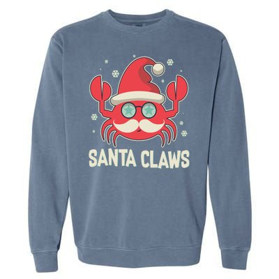 Santa Claw Crab Funny Christmas Garment-Dyed Sweatshirt