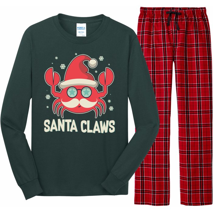 Santa Claw Crab Funny Christmas Long Sleeve Pajama Set