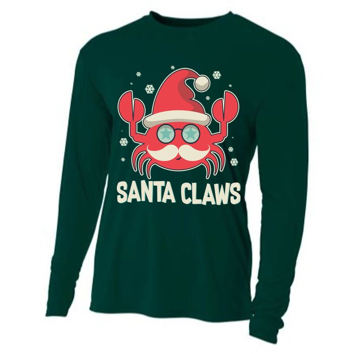 Santa Claw Crab Funny Christmas Cooling Performance Long Sleeve Crew