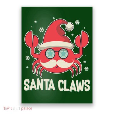 Santa Claw Crab Funny Christmas Poster