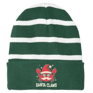 Santa Claw Crab Funny Christmas Striped Beanie with Solid Band