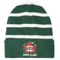 Santa Claw Crab Funny Christmas Striped Beanie with Solid Band