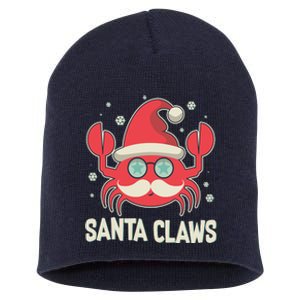 Santa Claw Crab Funny Christmas Short Acrylic Beanie