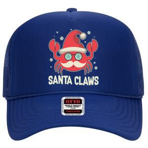 Santa Claw Crab Funny Christmas High Crown Mesh Back Trucker Hat