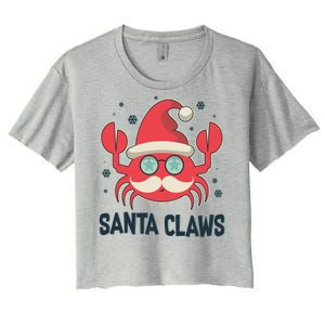 Santa Claw Crab Funny Christmas Women's Crop Top Tee