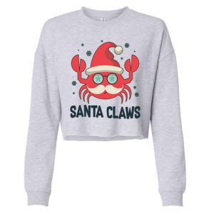 Santa Claw Crab Funny Christmas Cropped Pullover Crew