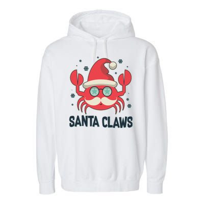 Santa Claw Crab Funny Christmas Garment-Dyed Fleece Hoodie