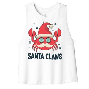 Santa Claw Crab Funny Christmas Women's Racerback Cropped Tank