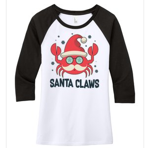 Santa Claw Crab Funny Christmas Women's Tri-Blend 3/4-Sleeve Raglan Shirt