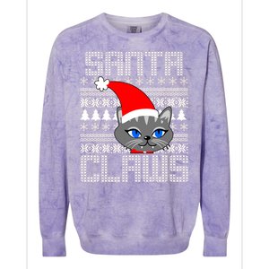 Santa Claws Cat Ugly Christmas Sweater Design Colorblast Crewneck Sweatshirt