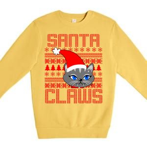 Santa Claws Cat Ugly Christmas Sweater Design Premium Crewneck Sweatshirt