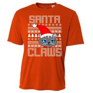 Santa Claws Cat Ugly Christmas Sweater Design Cooling Performance Crew T-Shirt