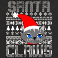 Santa Claws Cat Ugly Christmas Sweater Design 7 Panel Mesh Trucker Snapback Hat