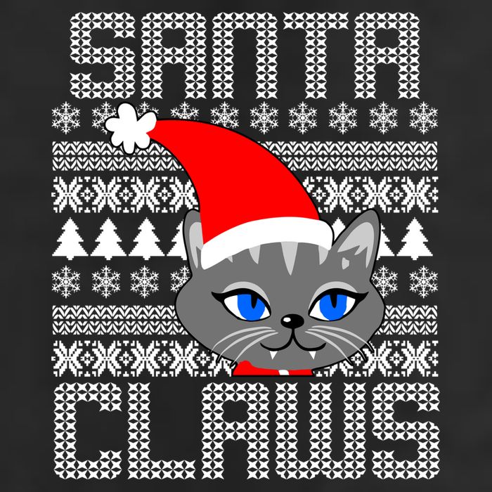 Santa Claws Cat Ugly Christmas Sweater Design 7 Panel Mesh Trucker Snapback Hat