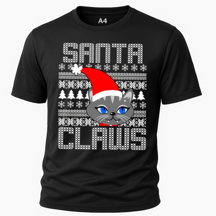 Santa Claws Cat Ugly Christmas Sweater Design Cooling Performance Crew T-Shirt