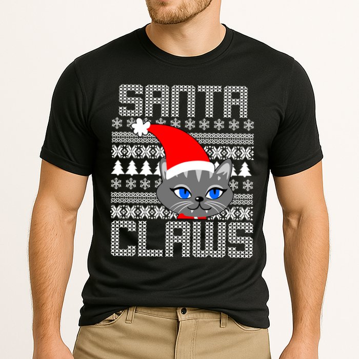 Santa Claws Cat Ugly Christmas Sweater Design Cooling Performance Crew T-Shirt