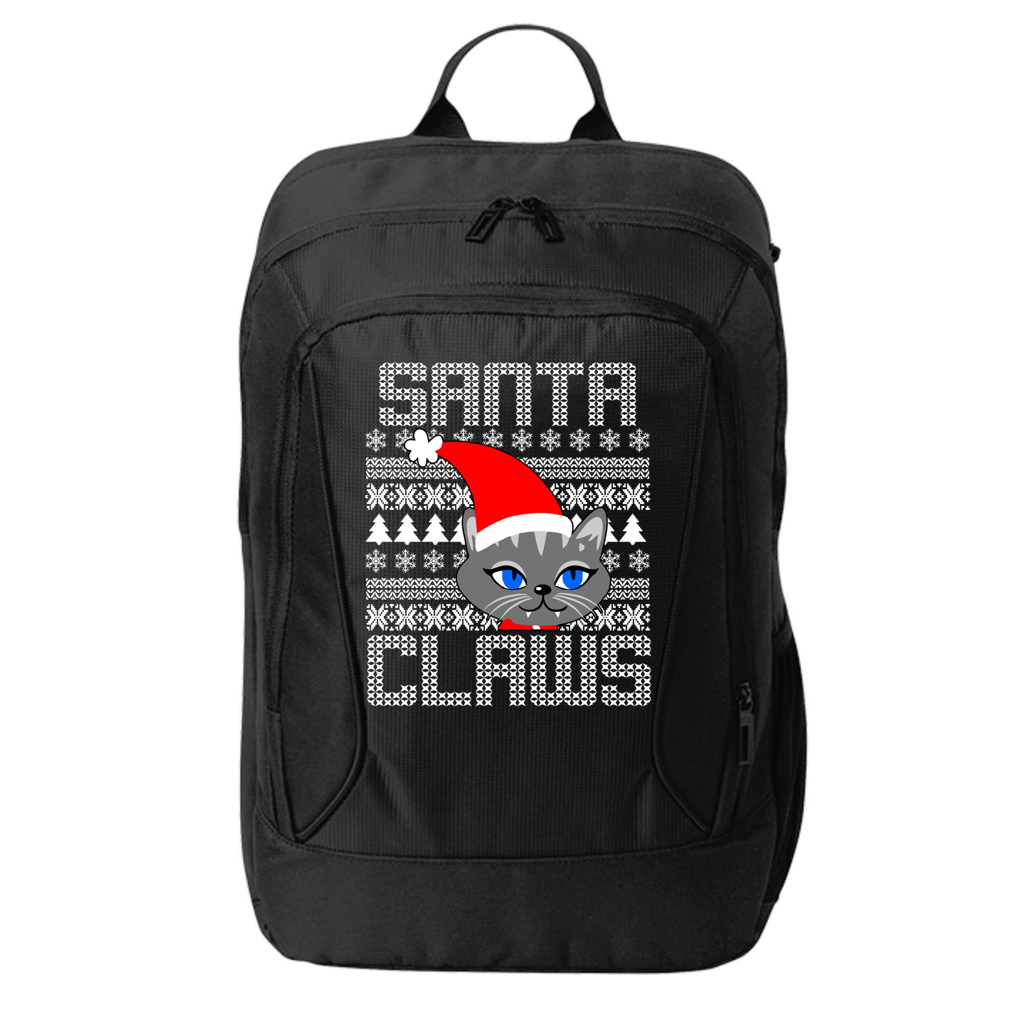 Santa Claws Cat Ugly Christmas Sweater Design City Backpack