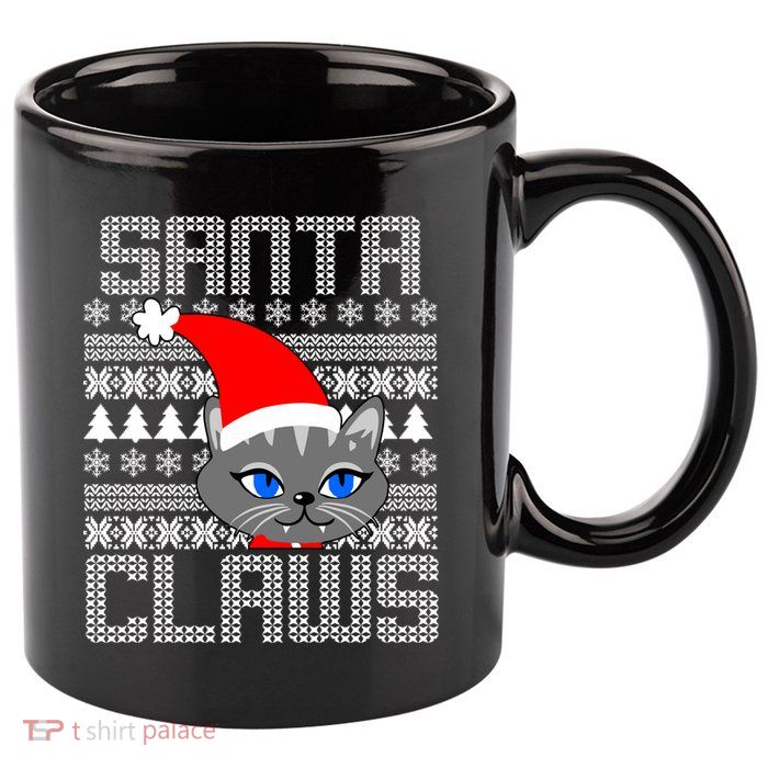 Santa Claws Cat Ugly Christmas Sweater Design 11oz C Handle Ceramic Mug