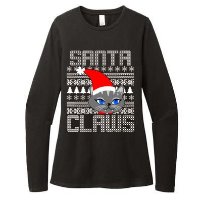 Santa Claws Cat Ugly Christmas Sweater Design Womens CVC Long Sleeve Shirt