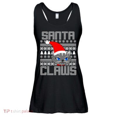 Santa Claws Cat Ugly Christmas Sweater Design Ladies Essential Flowy Tank