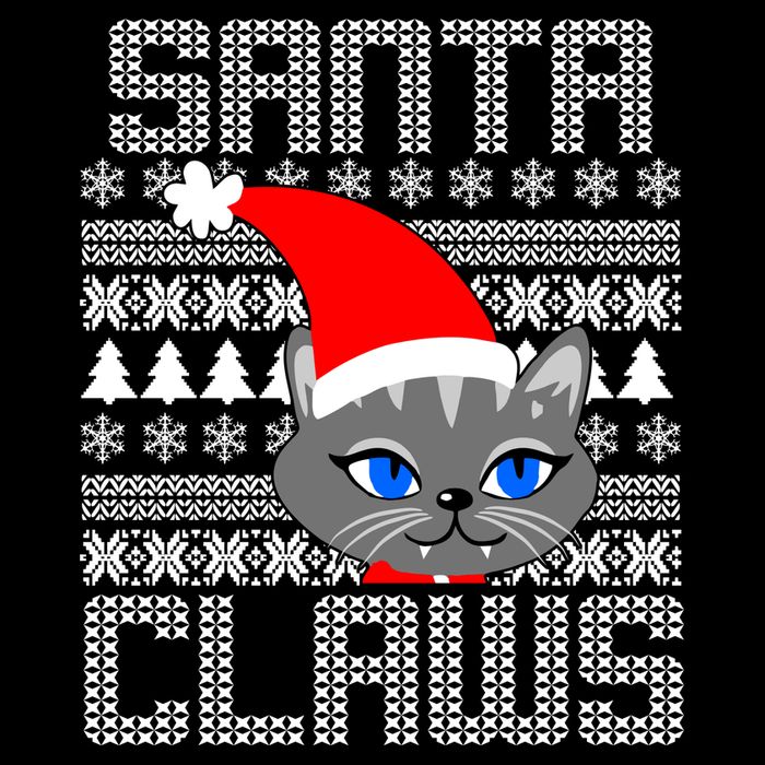 Santa Claws Cat Ugly Christmas Sweater Design Cropped Pullover Crew