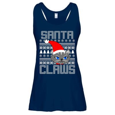 Santa Claws Cat Ugly Christmas Sweater Design Ladies Essential Flowy Tank