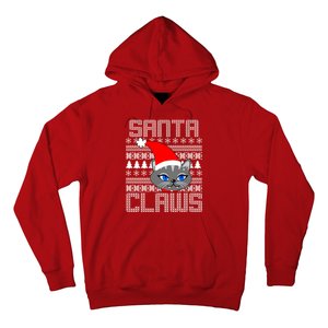 Santa Claws Cat Ugly Christmas Sweater Design Hoodie