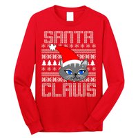 Santa Claws Cat Ugly Christmas Sweater Design Long Sleeve Shirt