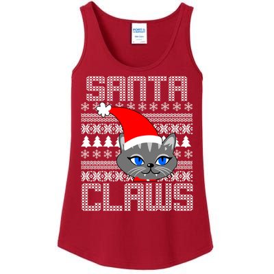 Santa Claws Cat Ugly Christmas Sweater Design Ladies Essential Tank