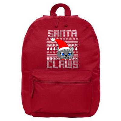 Santa Claws Cat Ugly Christmas Sweater Design 16 in Basic Backpack