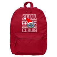 Santa Claws Cat Ugly Christmas Sweater Design 16 in Basic Backpack