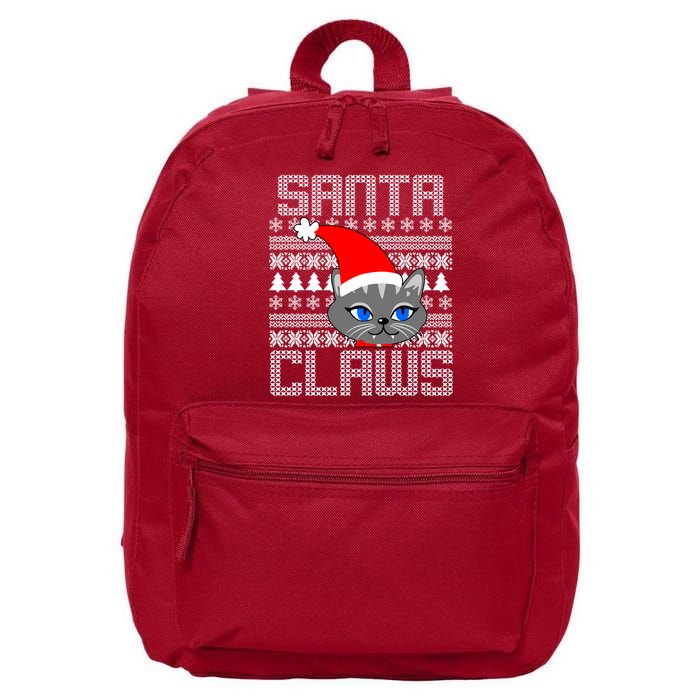 Santa Claws Cat Ugly Christmas Sweater Design 16 in Basic Backpack