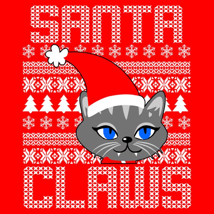 Santa Claws Cat Ugly Christmas Sweater Design 16 in Basic Backpack