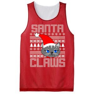 Santa Claws Cat Ugly Christmas Sweater Design Mesh Reversible Basketball Jersey Tank