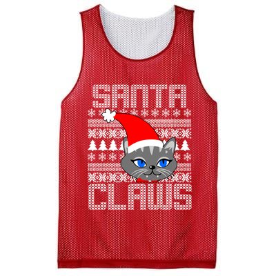 Santa Claws Cat Ugly Christmas Sweater Design Mesh Reversible Basketball Jersey Tank