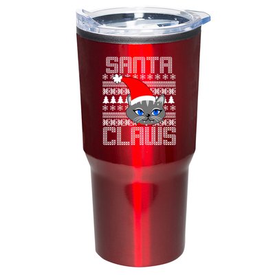 Santa Claws Cat Ugly Christmas Sweater Design Tumbler