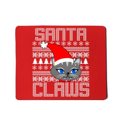 Santa Claws Cat Ugly Christmas Sweater Design Mousepad