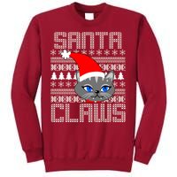 Santa Claws Cat Ugly Christmas Sweater Design Tall Sweatshirt