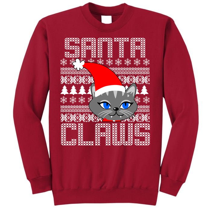 Santa Claws Cat Ugly Christmas Sweater Design Tall Sweatshirt